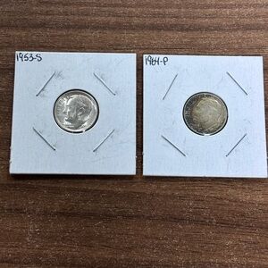 1953-S + 1964-P Silver Dimes 90% Silver